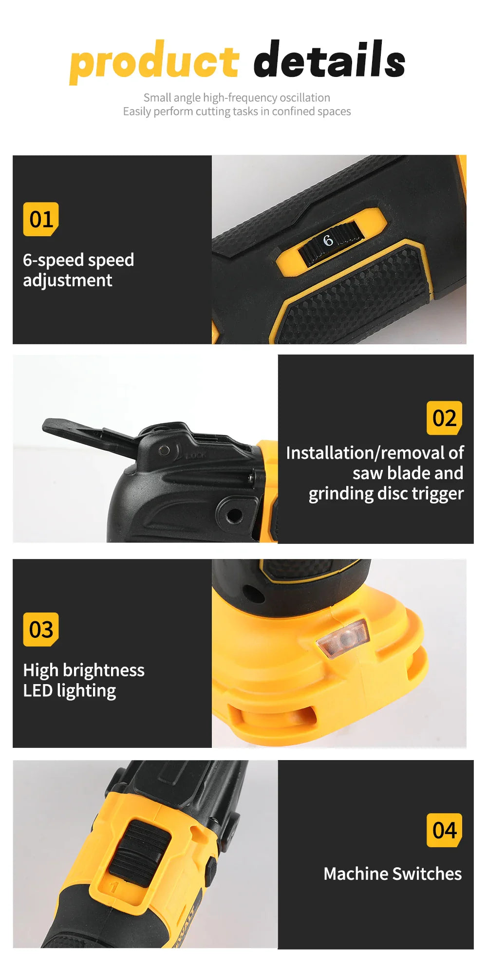 Sculă multifuncțională DEWALT fără perii, cu eliberare rapidă – Mașină electrică reîncărcabilă pentru tăiere și prelucrare de precizie