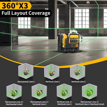 Nivelă laser DEWALT DW089LG – Laser 360° profesional pentru construcții, instrument de măsurare de înaltă precizie, fără fir și reîncărcabil